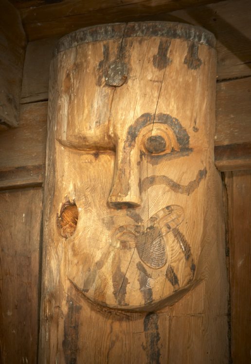 The face of norse God Odin at Hegge stave church. Photo: Ole Jørgen Liodden